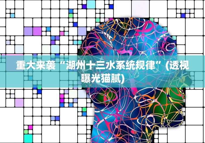 重大来袭“湖州十三水系统规律”(透视曝光猫腻)